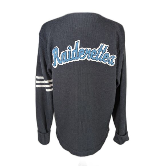 Academia Preppy High School Logo Raiderettes Cardigan Blue Button Size Wms S - Picture 1 of 13